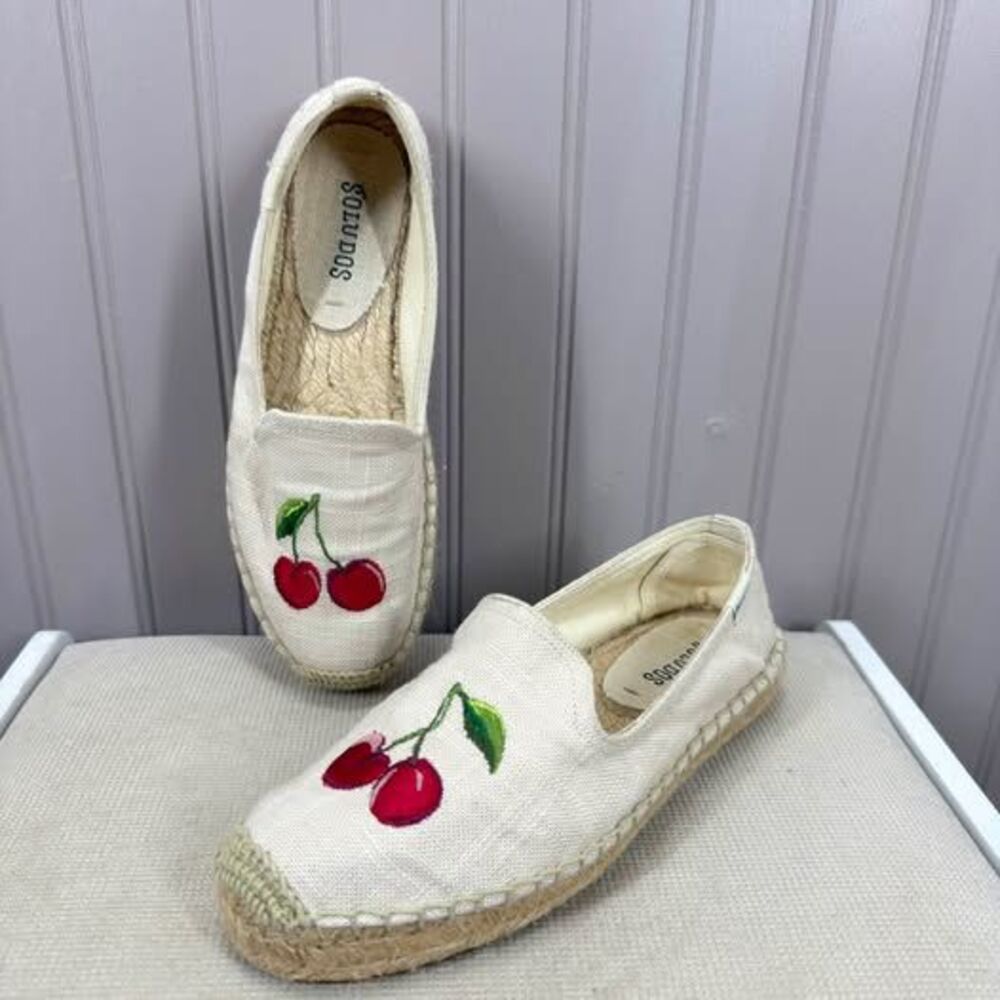 Soludos Cherry Embroidered Espadrilles Size 5